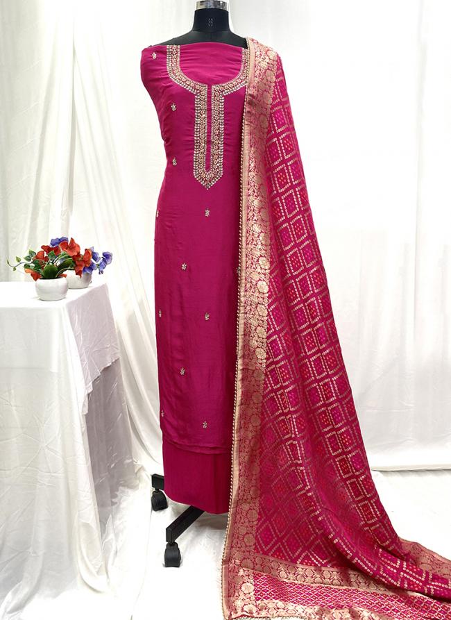 Dola Silk Pink Party Wear Embroidery Work Salwaar Suit